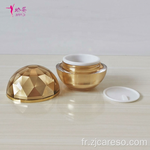Pot de crème acrylique en forme de boule avec surface en diamant